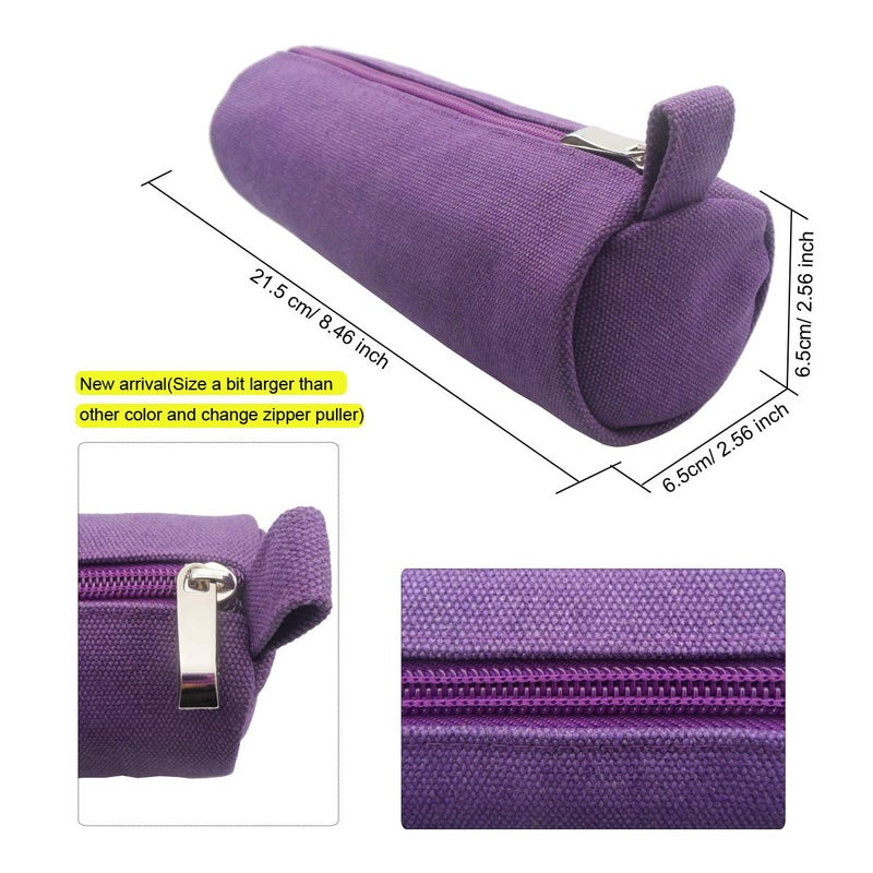 Enyuwlcm Heavy Canvas Stationery Stylish Simple Pencil Bag and Durable Compact Zipper Pencil Case Pouch 1 Pack Purple - Image 2